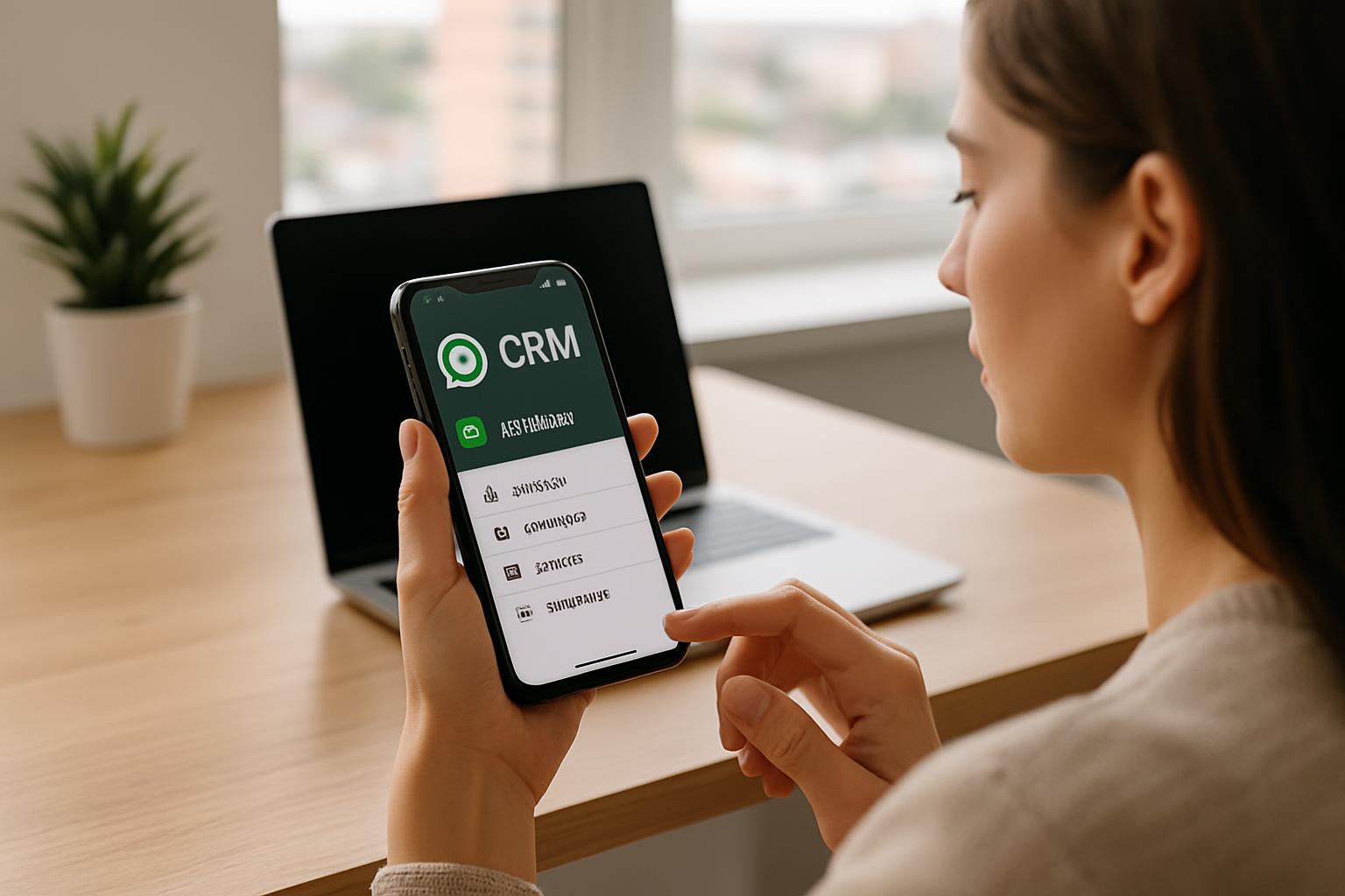 Conversa profissional de vendas pelo WhatsApp em dispositivo móvel